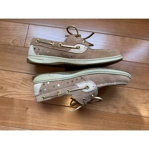 Sperry Top-Sider Angelfish Boat Shoes Linen Gold Metallic Polka Dot Womens 7.5M